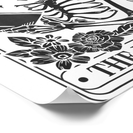 Skeleton Reading Book Lover Funny The Reader Tarot Poster (Hoek)