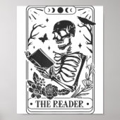 Skeleton Reading Book Lover Funny The Reader Tarot Poster (Voorkant)