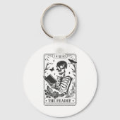 Skeleton Reading Book Lover Funny The Reader Tarot Sleutelhanger (Voorkant)