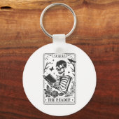 Skeleton Reading Book Lover Funny The Reader Tarot Sleutelhanger (Voorkant)