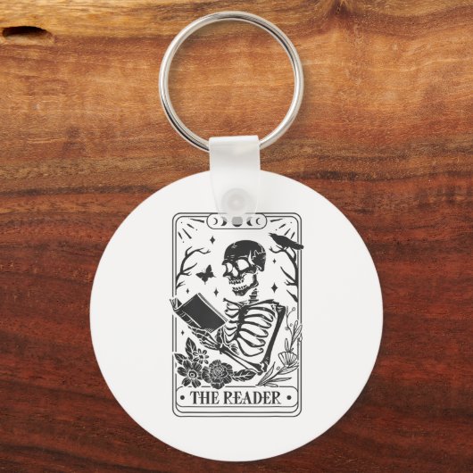 Skeleton Reading Book Lover Funny The Reader Tarot Sleutelhanger (Voorkant)