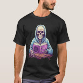 Skeleton Reading Book Pastel Goth Bookish Librari T-shirt (Voorkant)