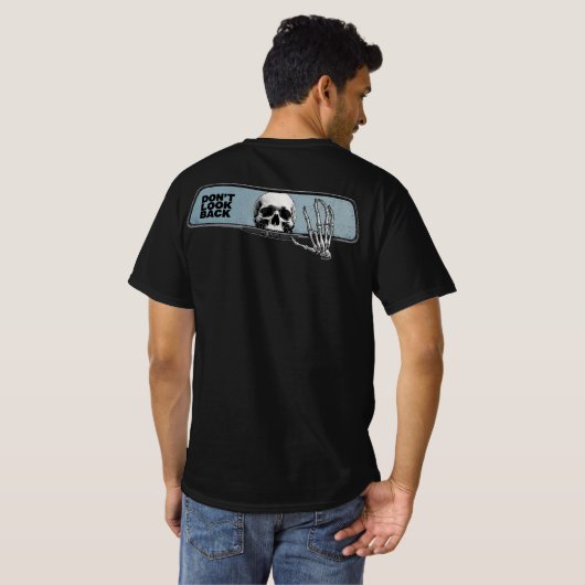 Skeleton Rearview Mirror Tee – Don’t Look Back T-shirt (Achterkant volledig)