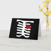 Skeleton Red Heart Kaart (Gele Bloem)