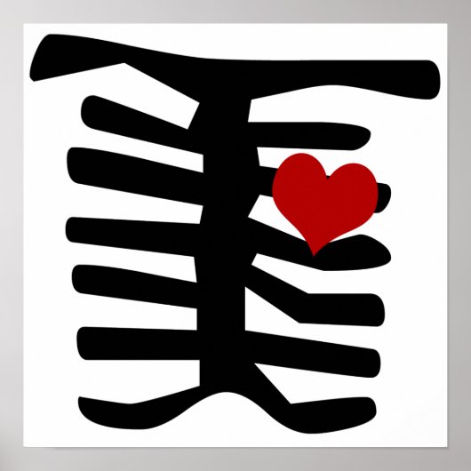 Skeleton Red Heart Poster (Voorkant)