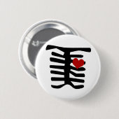 Skeleton Red Heart Ronde Button 5,7 Cm (Voorkant /achterkant)
