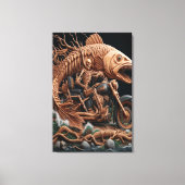 Skeleton reed zijn helikopterfiets over het pad canvas afdruk (Voorkant)