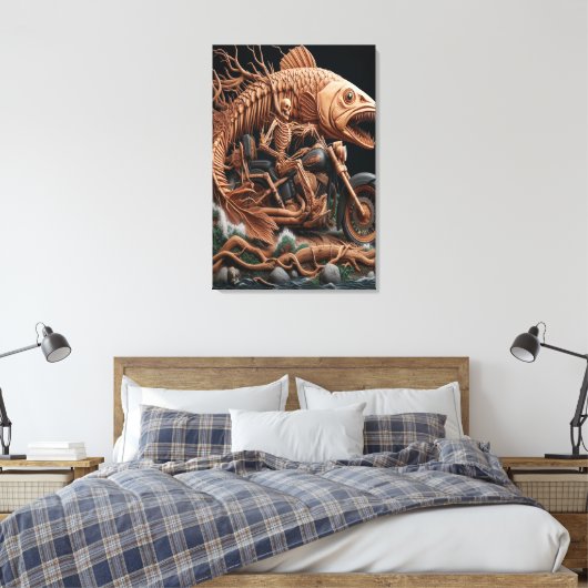 Skeleton reed zijn helikopterfiets over het pad canvas afdruk (Insitu (Slaapkamer))