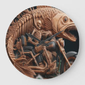 Skeleton reed zijn helikopterfiets over het pad grote klok (Voorkant)