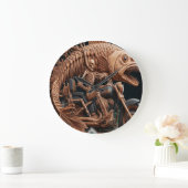 Skeleton reed zijn helikopterfiets over het pad grote klok (Huis)