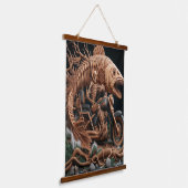 Skeleton reed zijn helikopterfiets over het pad hangend wandkleed (Gebogen)