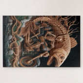 Skeleton reed zijn helikopterfiets over het pad legpuzzel (Horizontaal)