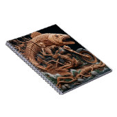 Skeleton reed zijn helikopterfiets over het pad notitieboek (Rechterzijde)