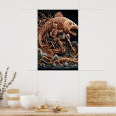 Skeleton reed zijn helikopterfiets over het pad poster (Keuken)