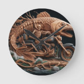 Skeleton reed zijn helikopterfiets over het pad ronde klok (Voorkant)