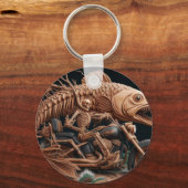 Skeleton reed zijn helikopterfiets over het pad sleutelhanger (Achterkant)