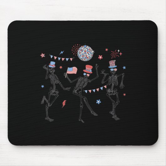 Skeleton Retro 4 juli Amerikaanse vlag Skellies Muismat (Voorkant)
