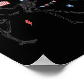 Skeleton Retro 4 juli Amerikaanse vlag Skellies Poster (Hoek)