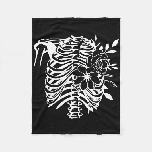 Skeleton Rib Cage Flower Easy Halloween Kostuum 1 Fleece Deken (Voorkant)