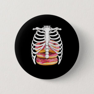Skeleton Rib Cage Halloween Kostuum T - shirts Ges Ronde Button 5,7 Cm