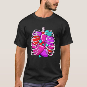 Skeleton Rib Cage Heart Valentijnsdag Cute Love B T-shirt