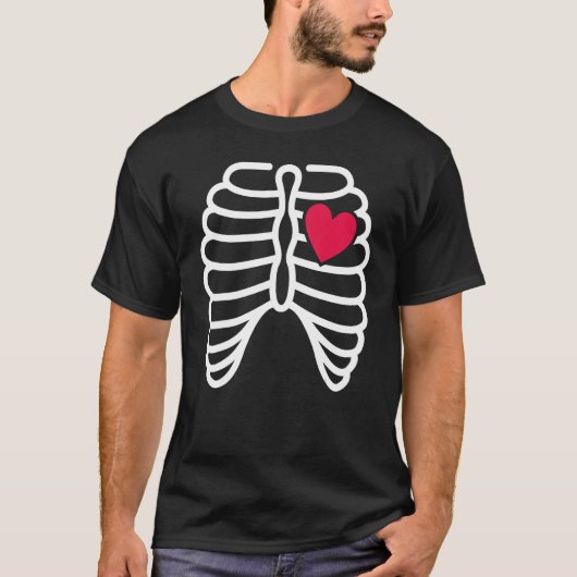 Skeleton Rib Cage Heart X Ray Adults Kids Hallowe T-shirt (Voorkant)