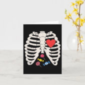 Skeleton Rib Cage Snoep Hart Grappig Xray Hallowee Kaart (Gele Bloem)
