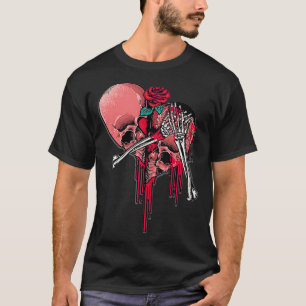 Skeleton Rib kooi gebroken Heart Bloody Valentijns T-shirt
