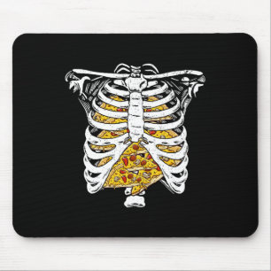 Skeleton rib kooi met pizza's Happy Halloween Day Muismat