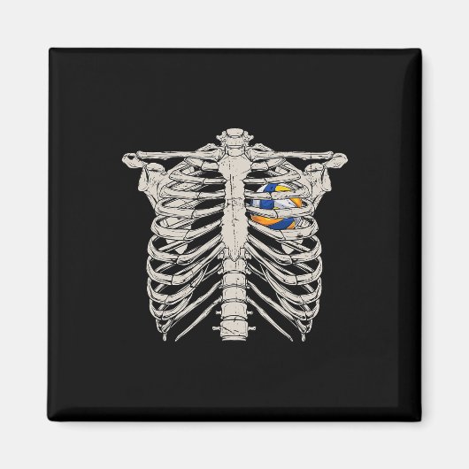 Skeleton rib kooi volleybal hart blij Halloween Magneet (Voorkant)