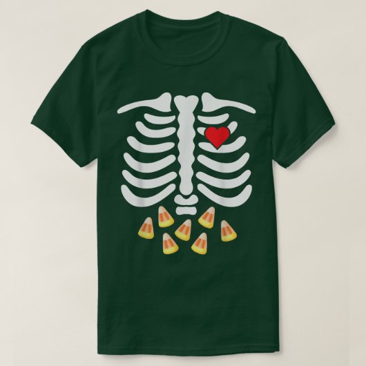 Skeleton Ribs Junk Food Belly Candy Corn Funny Ha T-shirt (Design voorkant)