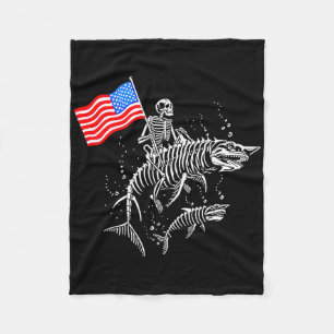 Skeleton Ride Shark 4 juli Fleece Deken