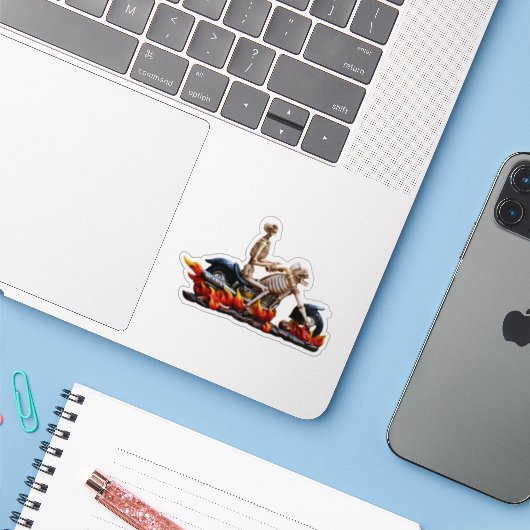 Skeleton Rider Sticker (Laptop met iPhone)