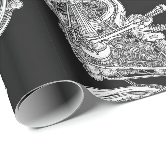 Skeleton Rides A Harley Cadeaupapier (Rol Hoek)