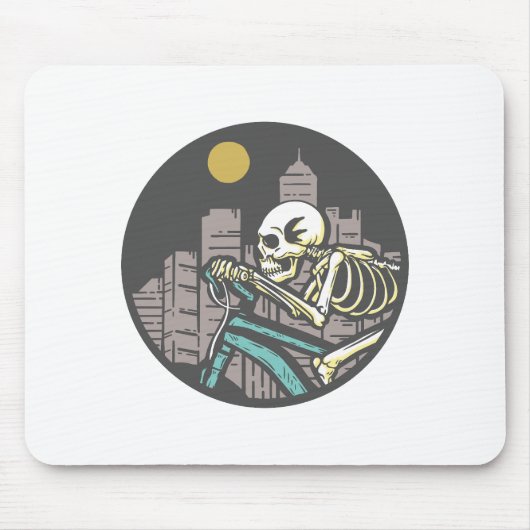Skeleton Riding Bicycle Muismat (Voorkant)