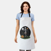 Skeleton Riding Black Cat Halloween Funny Pumpkin Schort (Gedragen)