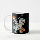 Skeleton Riding Dancing Dab Dinosaur T Rex Hallowe Koffiemok (Links)