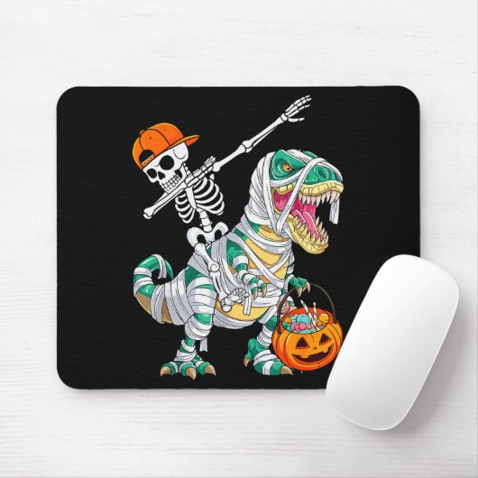 Skeleton Riding Dancing Dab Dinosaur T Rex Hallowe Muismat (Met muis)