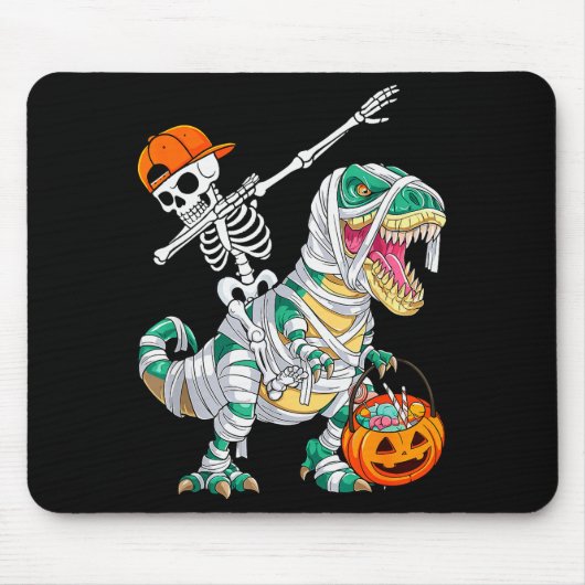 Skeleton Riding Dancing Dab Dinosaur T Rex Hallowe Muismat (Voorkant)