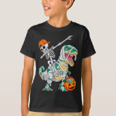 Skeleton Riding Dancing Dab Dinosaur T Rex Hallowe T-shirt (Voorkant)