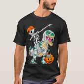 Skeleton Riding Dancing Dab Dinosaur T Rex Hallowe T-shirt (Voorkant)