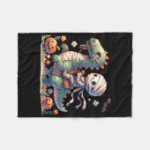Skeleton Riding Dragon Halloween Pumpkin Theme Kin Fleece Deken (Voorkant (Horizontaal))