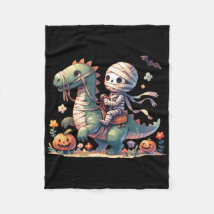 Skeleton Riding Dragon Halloween Pumpkin Theme Kin Fleece Deken