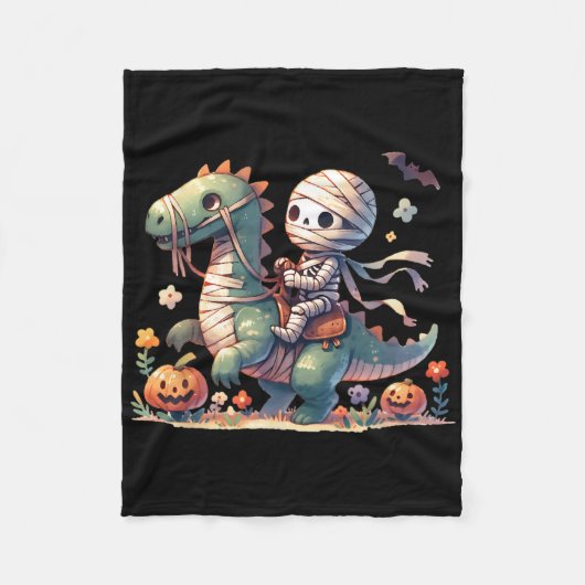 Skeleton Riding Dragon Halloween Pumpkin Theme Kin Fleece Deken (Voorkant)