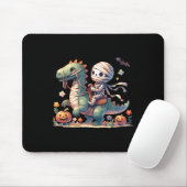 Skeleton Riding Dragon Halloween Pumpkin Theme Kin Muismat (Met muis)