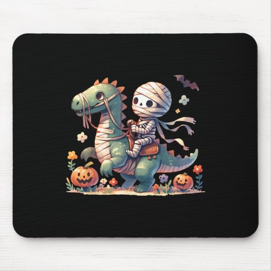 Skeleton Riding Dragon Halloween Pumpkin Theme Kin Muismat (Voorkant)