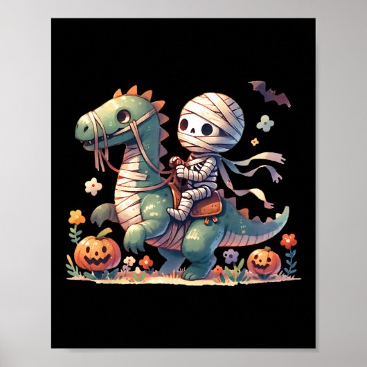 Skeleton Riding Dragon Halloween Pumpkin Theme Kin Poster (Voorkant)