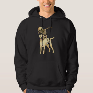 Skeleton Riding Labrador Lazy Halloween Costume Cu Hoodie