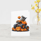 Skeleton Riding Monster Truck Halloween Pumpkin Ki Kaart (Gele Bloem)