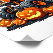 Skeleton Riding Monster Truck Halloween Pumpkin Ki Poster (Hoek)